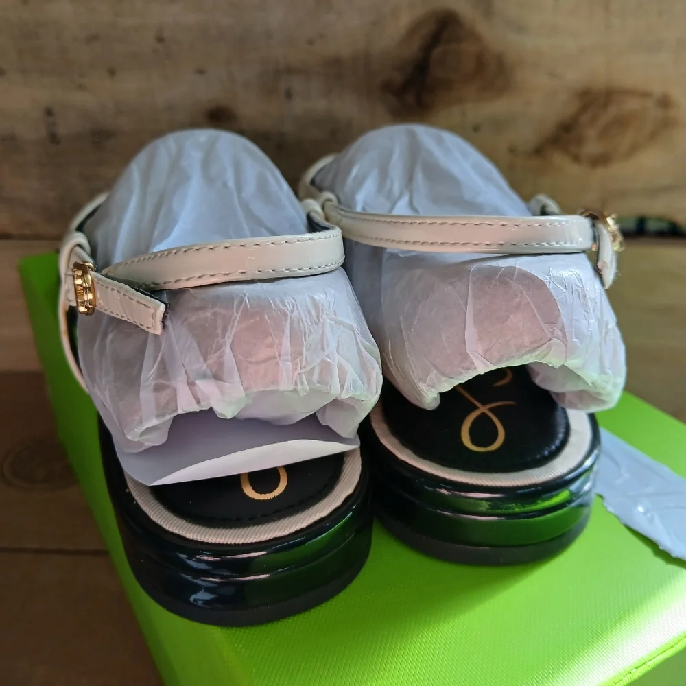 NEW Sam Edelman Women's Cohen Black/White Slingback Pointy Toe Flats 8.5 - Picture 6 of 9